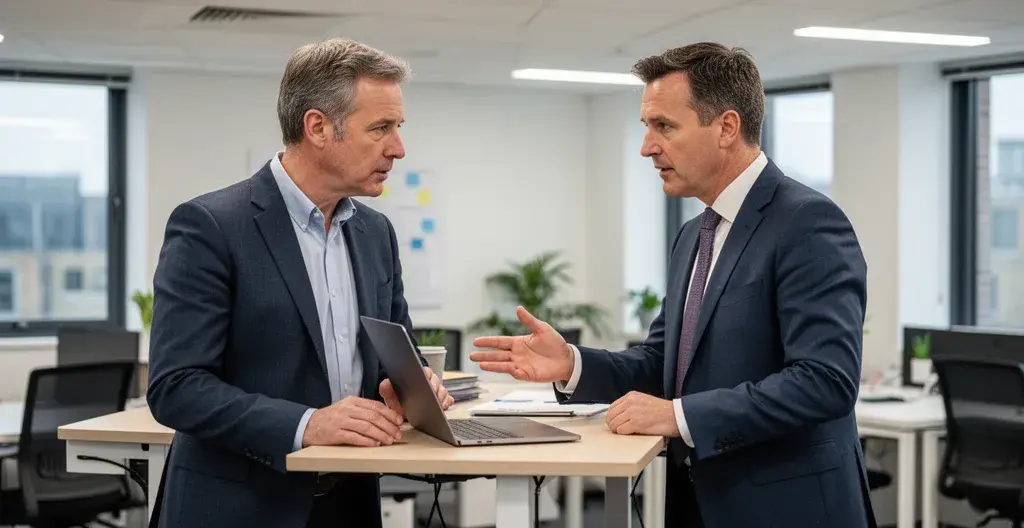 Sales and Finance teams collaborating on revenue data alignment in UK office