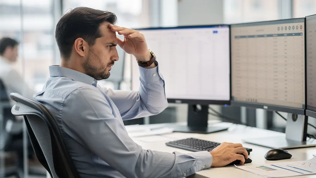 Finance team member reviewing complex sales commission spreadsheets showing calculation challenges